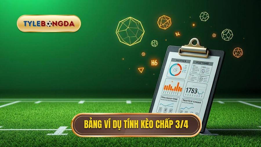 Bảng ví dụ minh họa cách tính tiền kèo chấp 3/4 (0.75)